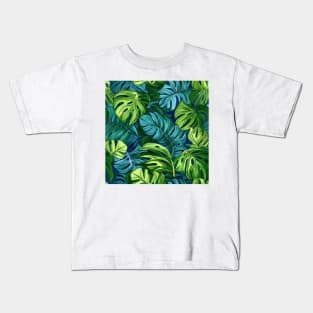 variegated monstera pattern Kids T-Shirt